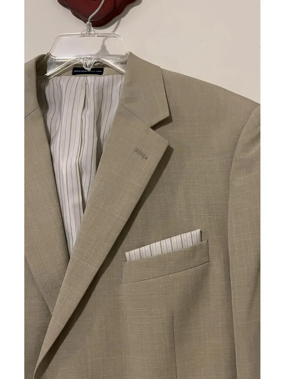 Stafford Mens 42R Beige Blazer Suit Jacket & 36x29 Classic-Fit Dress Pants AZZ10